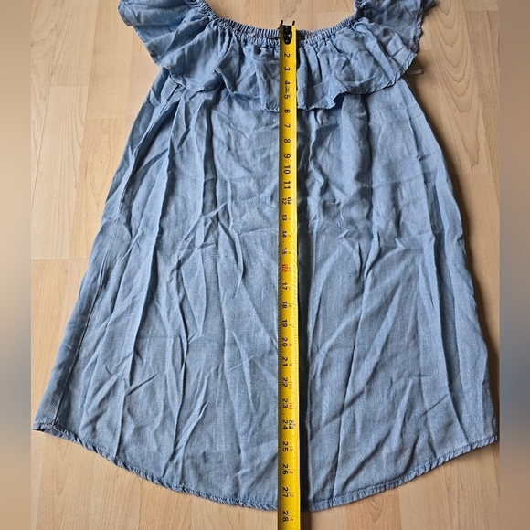 Lulus Light Blue Chambray Off-the-Shoulder Dress Size Medium - Picture 5 of 11